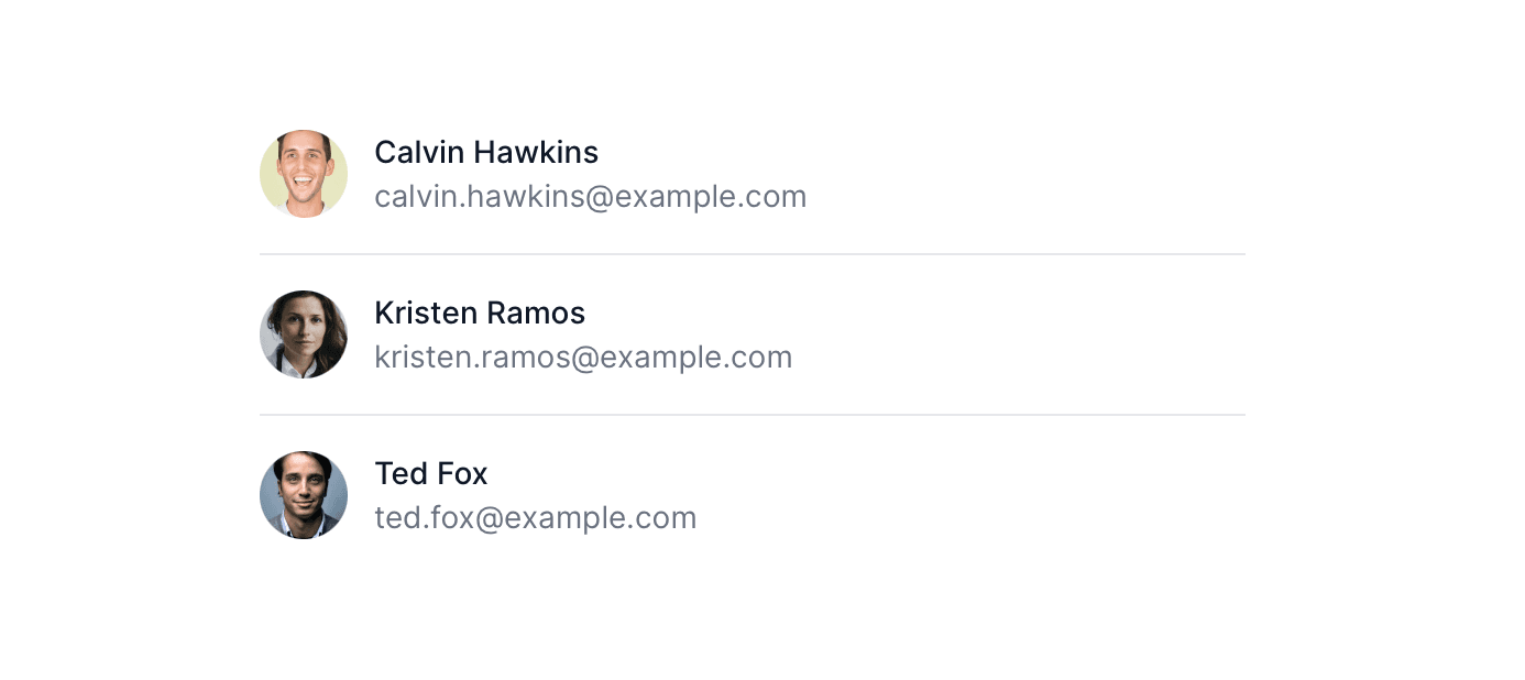 Stacked list component example from Tailwind UI